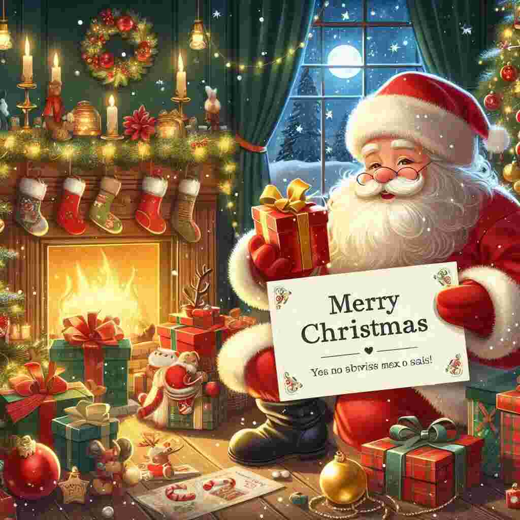 santa with greeting card Santa with greeting card