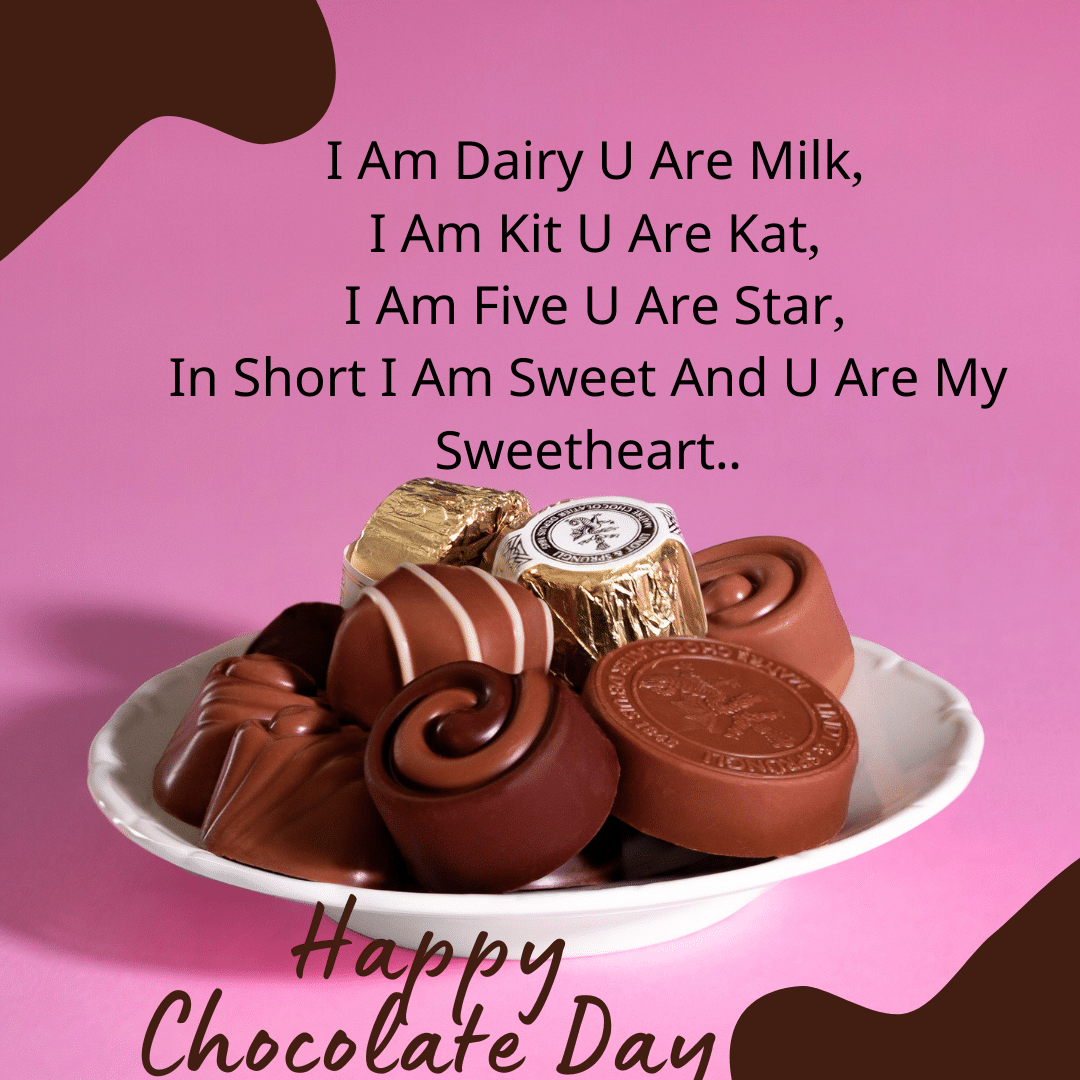 Valentine | Chocolate Day 9 February Wishes, Quotes, Messages Images Pink and Chocolate Simple Chocolate Day Instagram Post