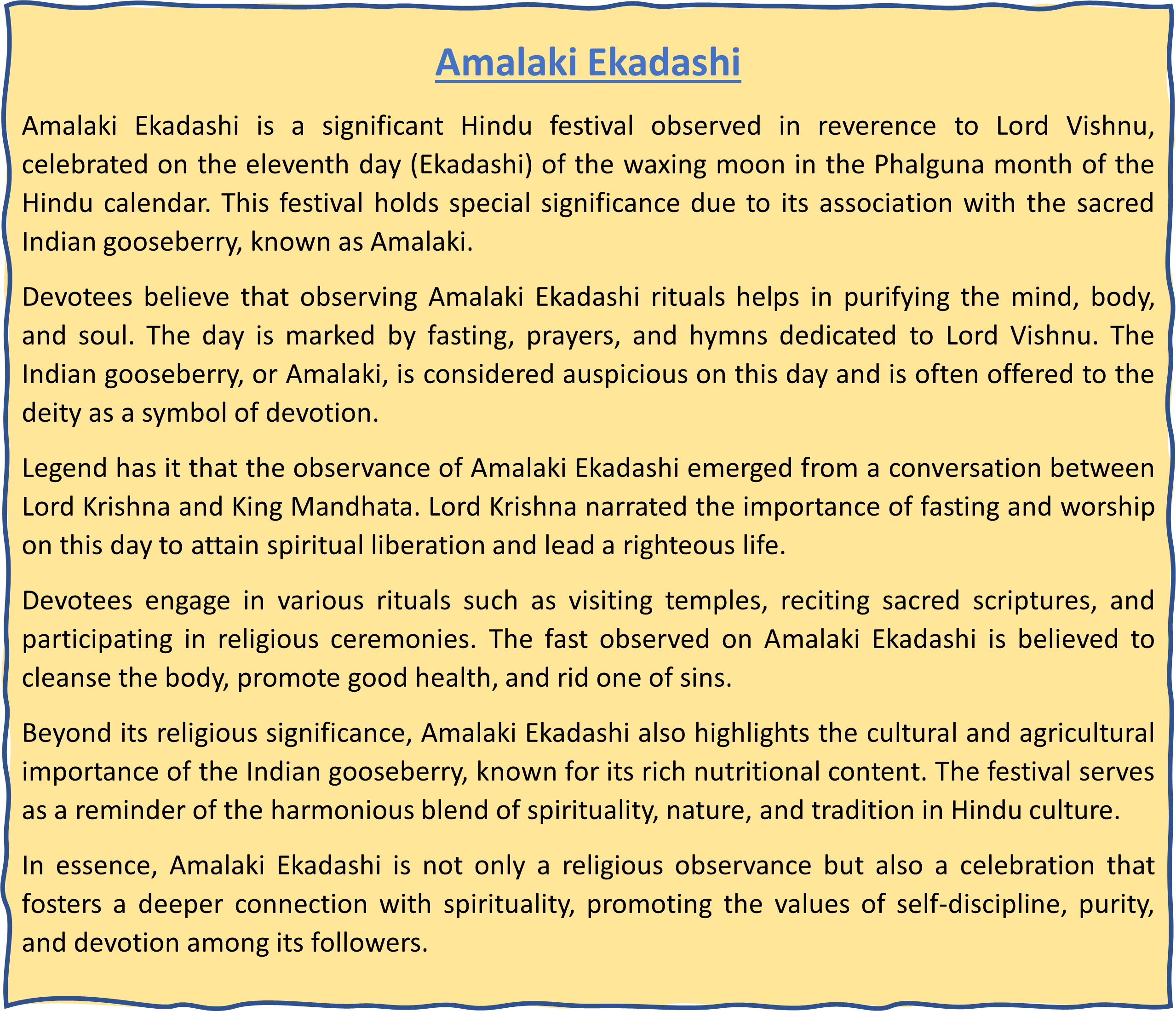 Amalaki Ekadashi Short Essay and Facts in Hindi & English Amalaki Ekadashi Short Essay in English