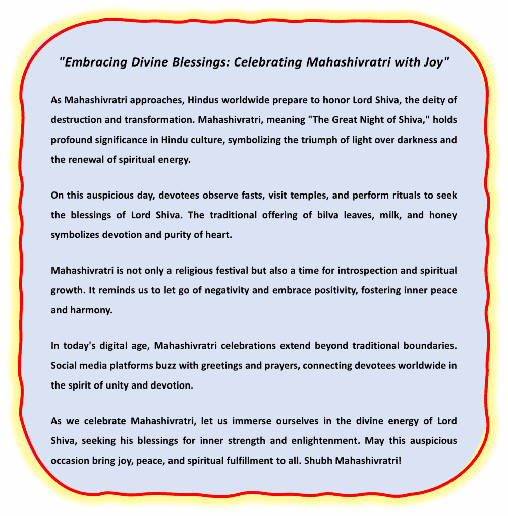 Maha Shivratri Short Essay & Facts in Hindi & English Maha Shivratri Short Essay in English