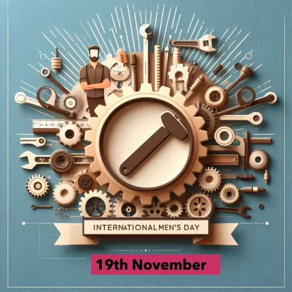 International Men's Day themes, Wishes Quotes & Messages and its significance International Men's Day a poster with a man and tools around it